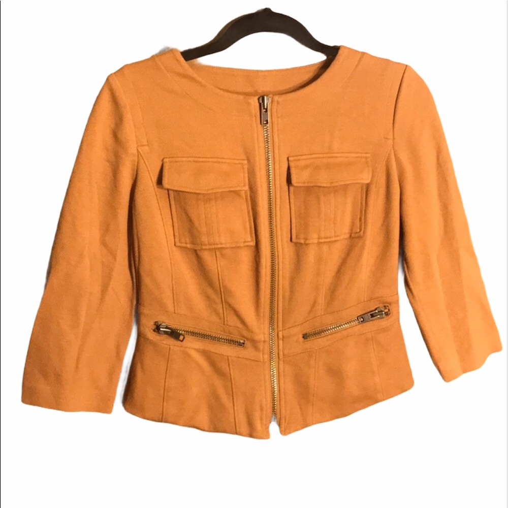 Vintage Tan orange Brown small blazer zip jacket